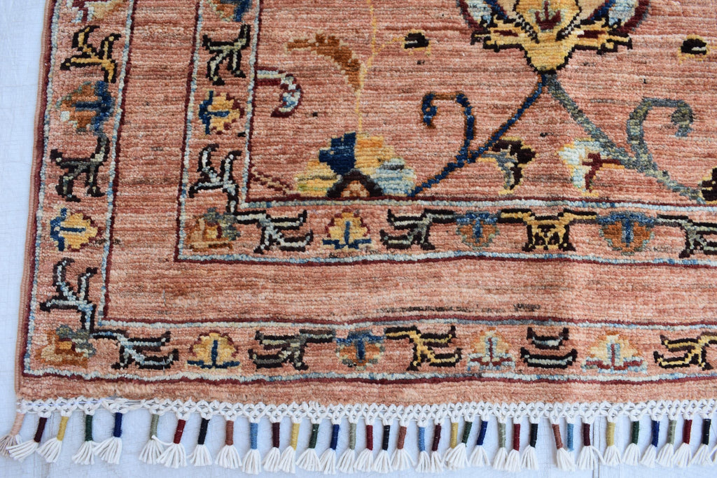 Hand-Knotted Afghan Floral Medallion Rug – 4.10x2.7 ft | Wall Hanging Rug | Boho Home Decor | Office Rug | Bedroom Rug