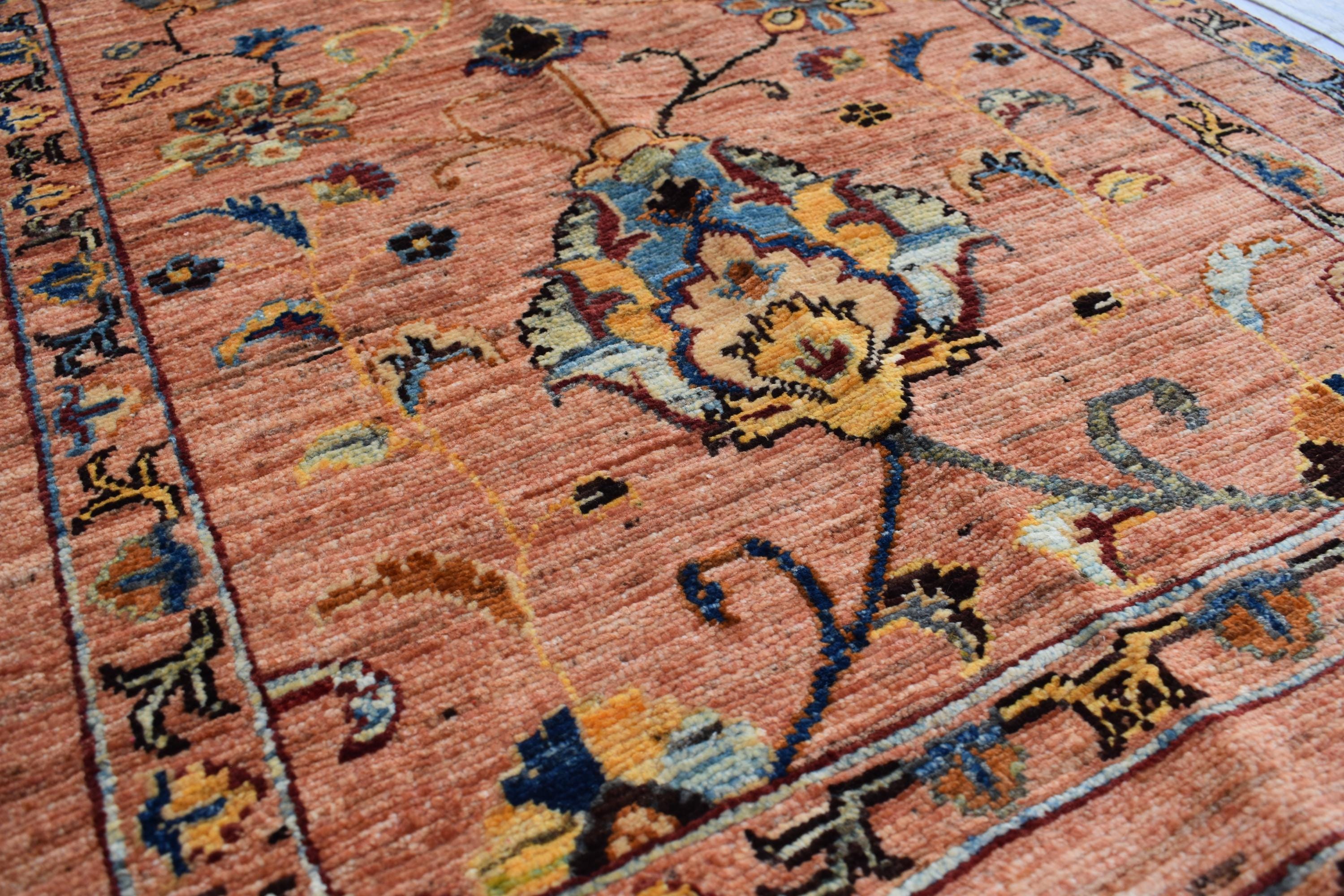 Hand-Knotted Afghan Floral Medallion Rug – 4.10x2.7 ft | Wall Hanging Rug | Boho Home Decor | Office Rug | Bedroom Rug