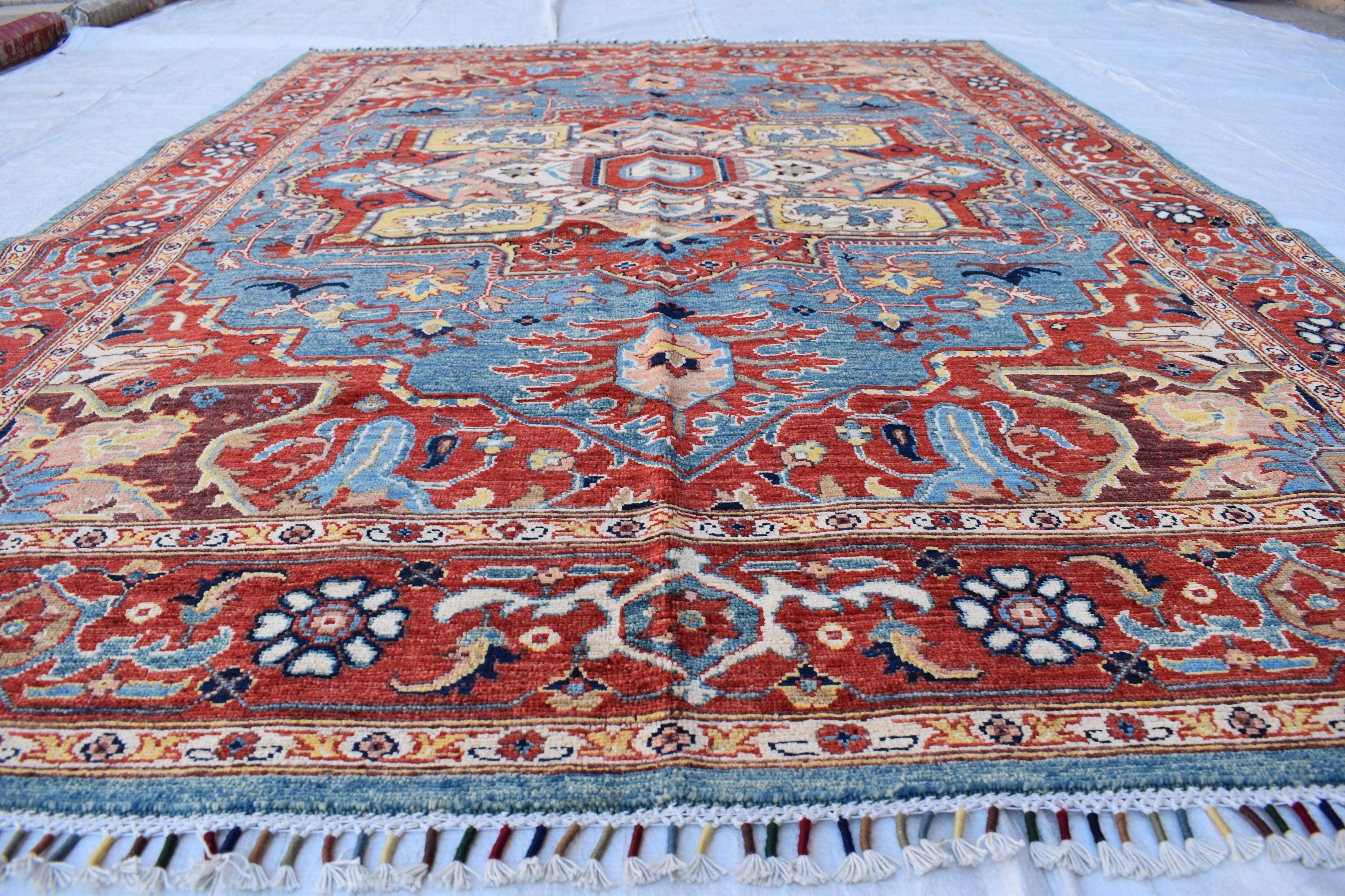vintage handmade Afghan Chobi rug 7.11 x 5.10 | Living Room Rug | Office Rug | Bedroom Rug | Boho Home Decor