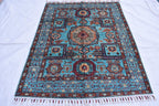 handmade Afghan Chobi carpet 4.11 x 3.5 ft authentic 100% wool | Wall Hanging Rug | Boho Home Decor | Office Rug