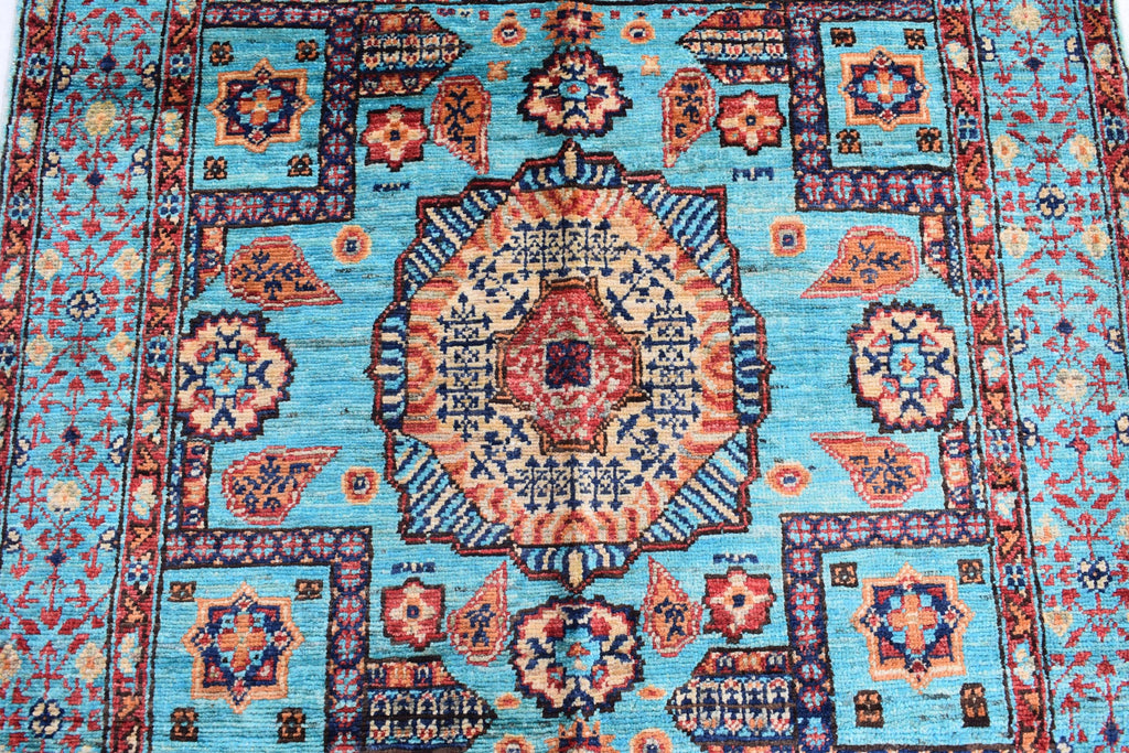 handmade Afghan Chobi carpet 4.11 x 3.5 ft authentic 100% wool | Wall Hanging Rug | Boho Home Decor | Office Rug