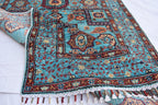 handmade Afghan Chobi carpet 4.11 x 3.5 ft authentic 100% wool | Wall Hanging Rug | Boho Home Decor | Office Rug