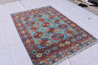 handmade vintage geometric 8.2 x 5.9 ft 100% wool, for living room, dinning room and office.