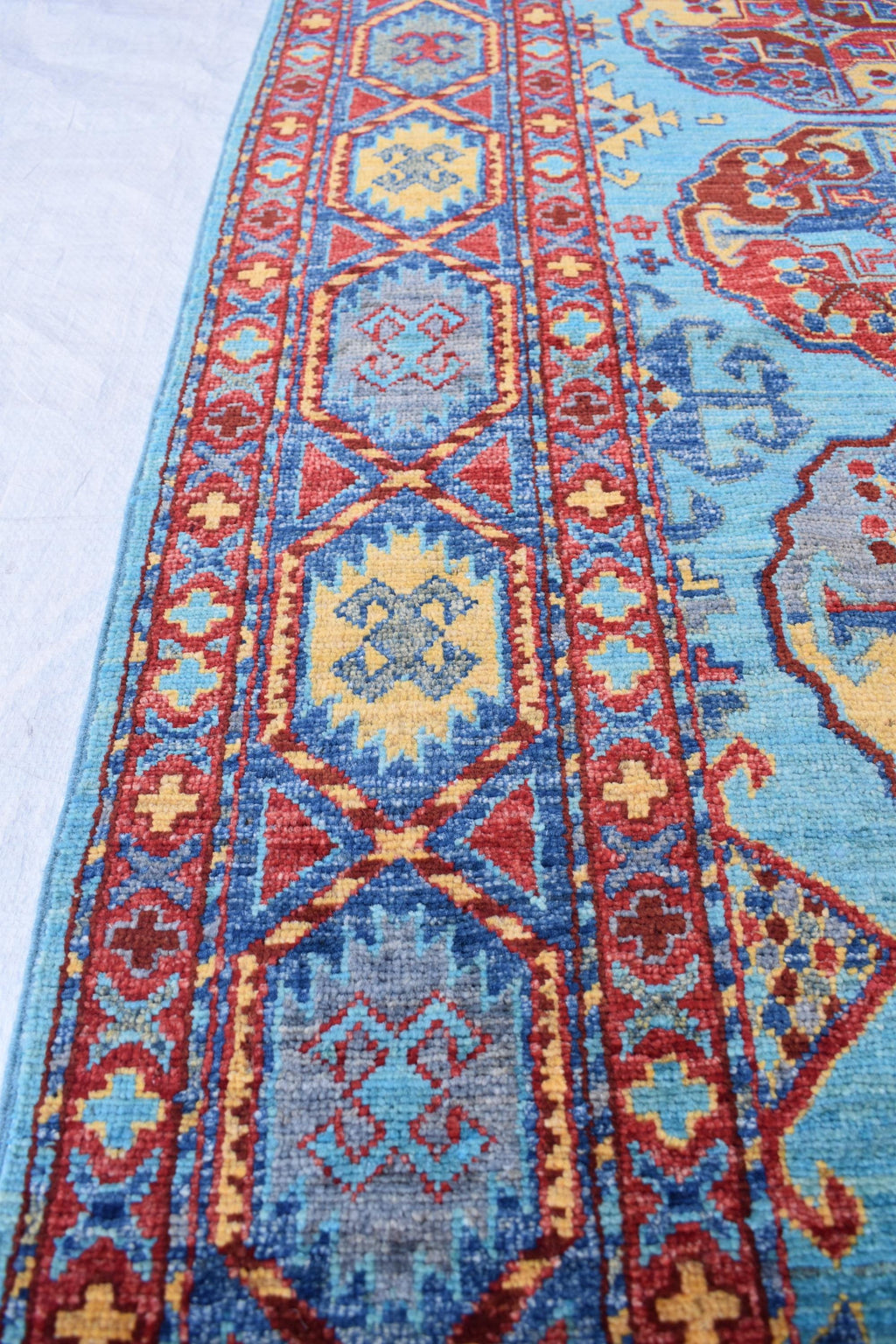 handmade vintage geometric 8.2 x 5.9 ft 100% wool, for living room, dinning room and office.