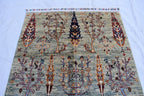 Handmade Afghan Wool Area Rug, Tree of Life Design – 4.10x3.3 ft, Traditional Oriental Carpet | Pictorial Rug | Wall Hanging Rug