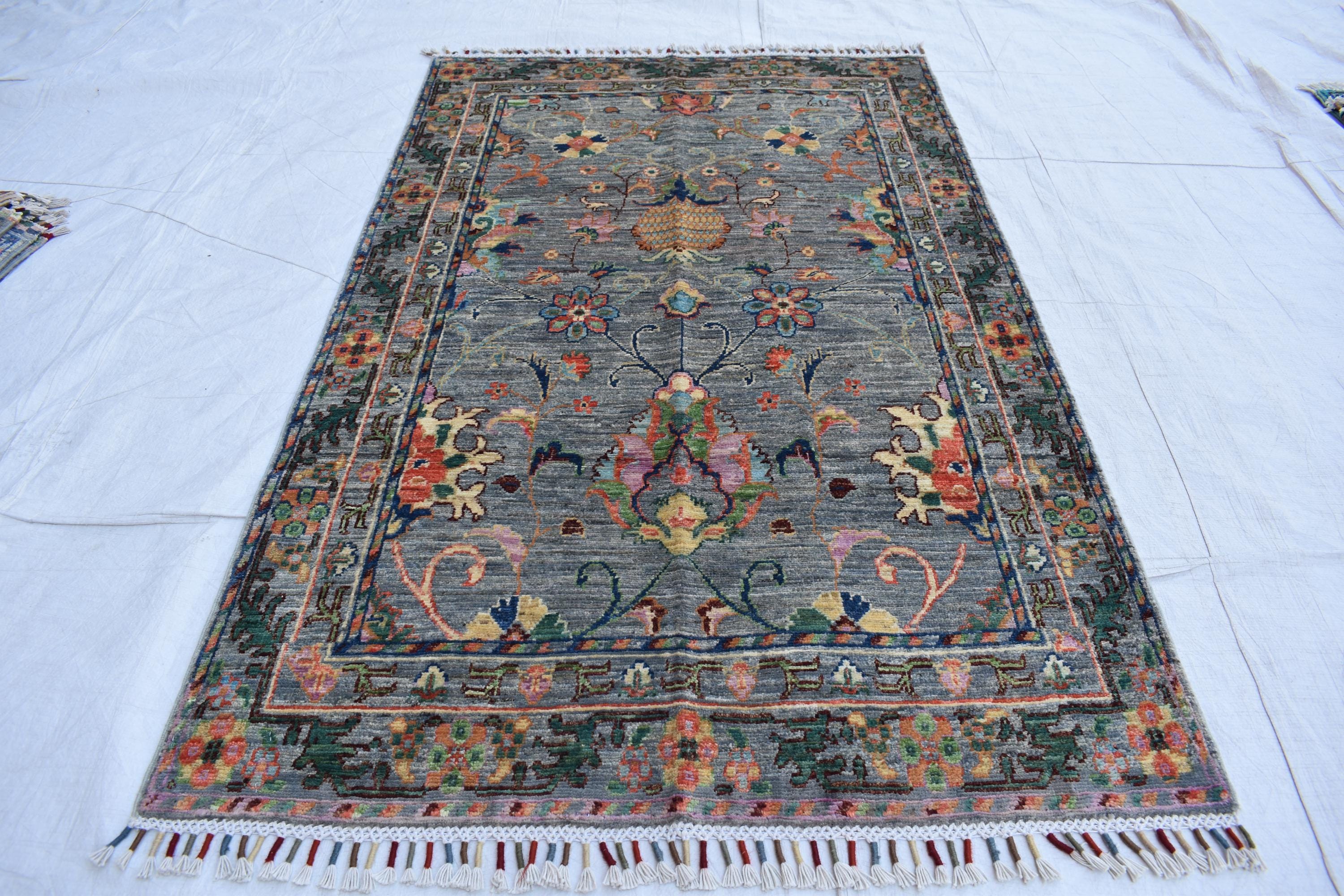 handmade Afghan vintage rug 5.2 x 3.3 ft | Bohemian Carpet | Boho Home Decor | Small Area Rug | Office Rug | Living Room Rug