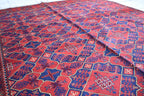 Handwoven 9.9 x 6.6 Bukhara Carpet – Traditional Afghan Geometric Design in Rich Red Wool | Dining room Rug | Office Rug