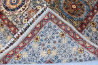 Handmade Afghan Wool Rug - 8.7x6.4 ft Traditional Geometric Design with Floral Motifs | Rustic Boho Decor | Living Room Rug