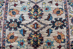 Handmade Afghan Chob Rug - 4.10x3.5 ft Traditional Geometric Design with Floral Motifs | Bohemian Home Decor | Living Room Rug
