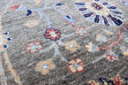 Handmade Afghan Wool Rug - 6.1 x 4.1 ft Traditional Geometric Design with Floral Motifs, Medium Area Rug | Office Rug | Living Room Rug