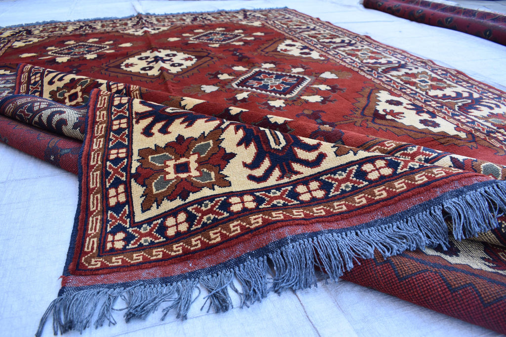 Handwoven 9.9x6.7 ft Afghan Kargai Carpet – Traditional Craftsmanship and Elegance | Living Room Rug | Bohemian Rug