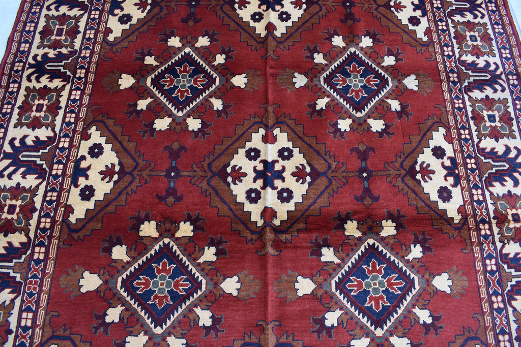 Handwoven 9.9x6.7 ft Afghan Kargai Carpet – Traditional Craftsmanship and Elegance | Living Room Rug | Bohemian Rug