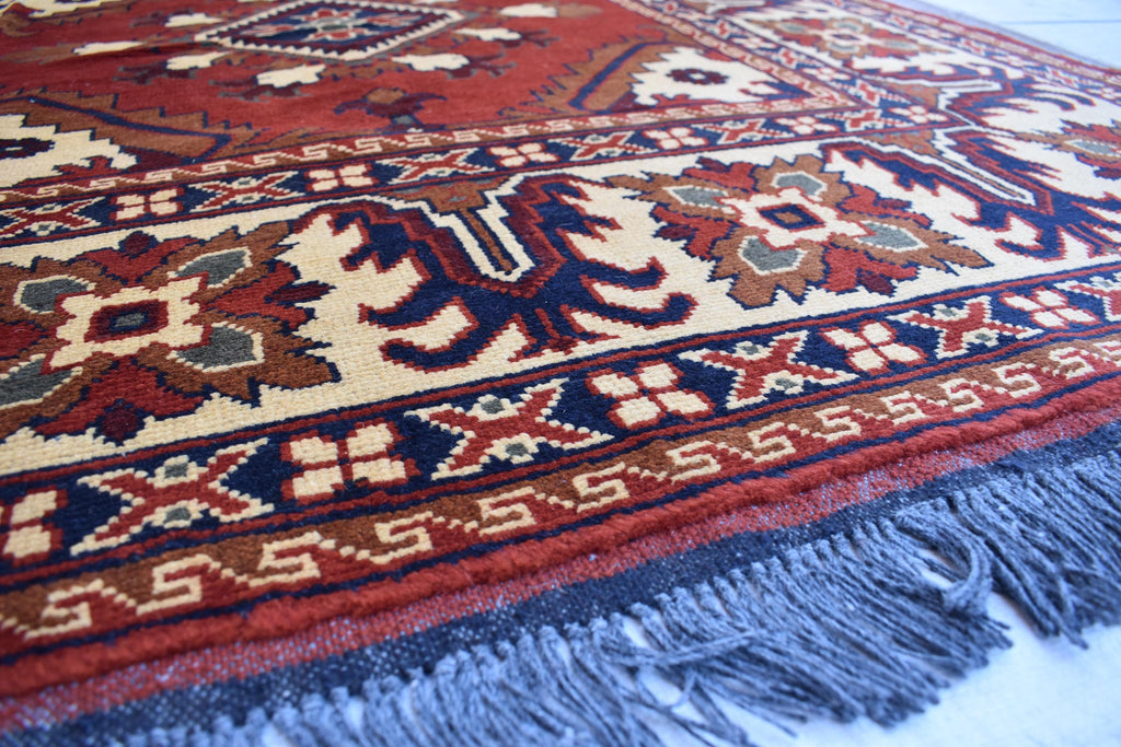 Handwoven 9.9x6.7 ft Afghan Kargai Carpet – Traditional Craftsmanship and Elegance | Living Room Rug | Bohemian Rug