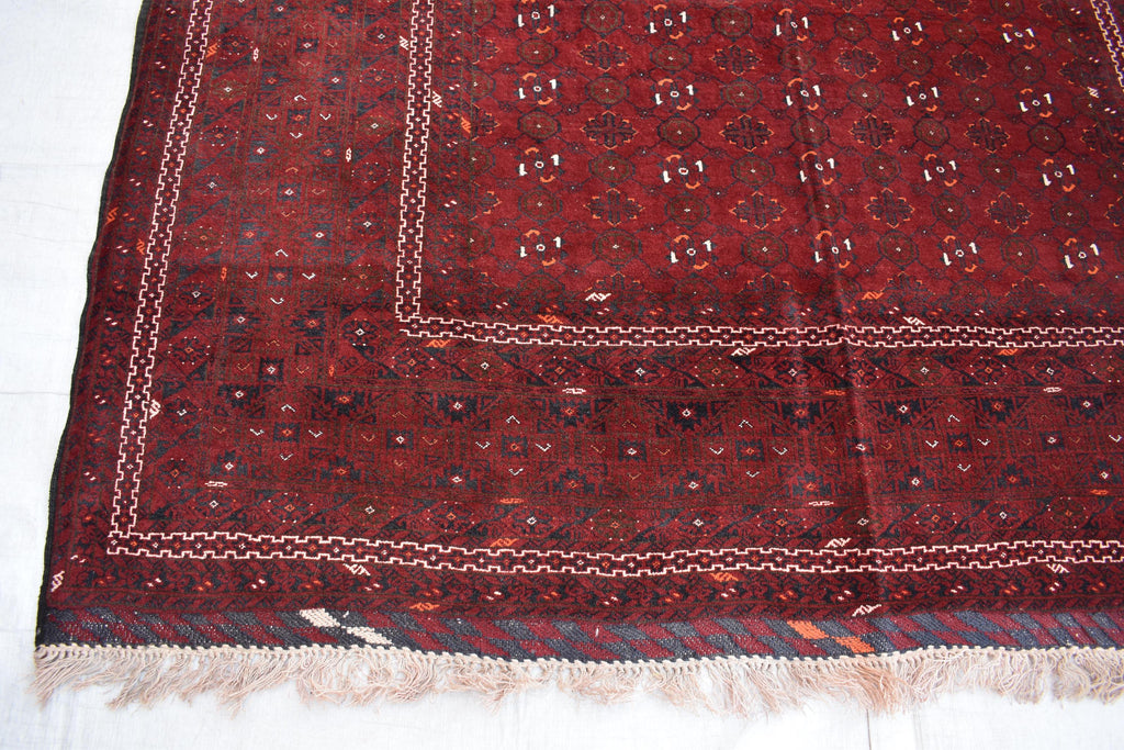 Antique 9.7x6.8 ft Afghan Carpet – Handwoven Traditional Masterpiece | Living Room Rug | Farm House Carpet | Vintage Rug