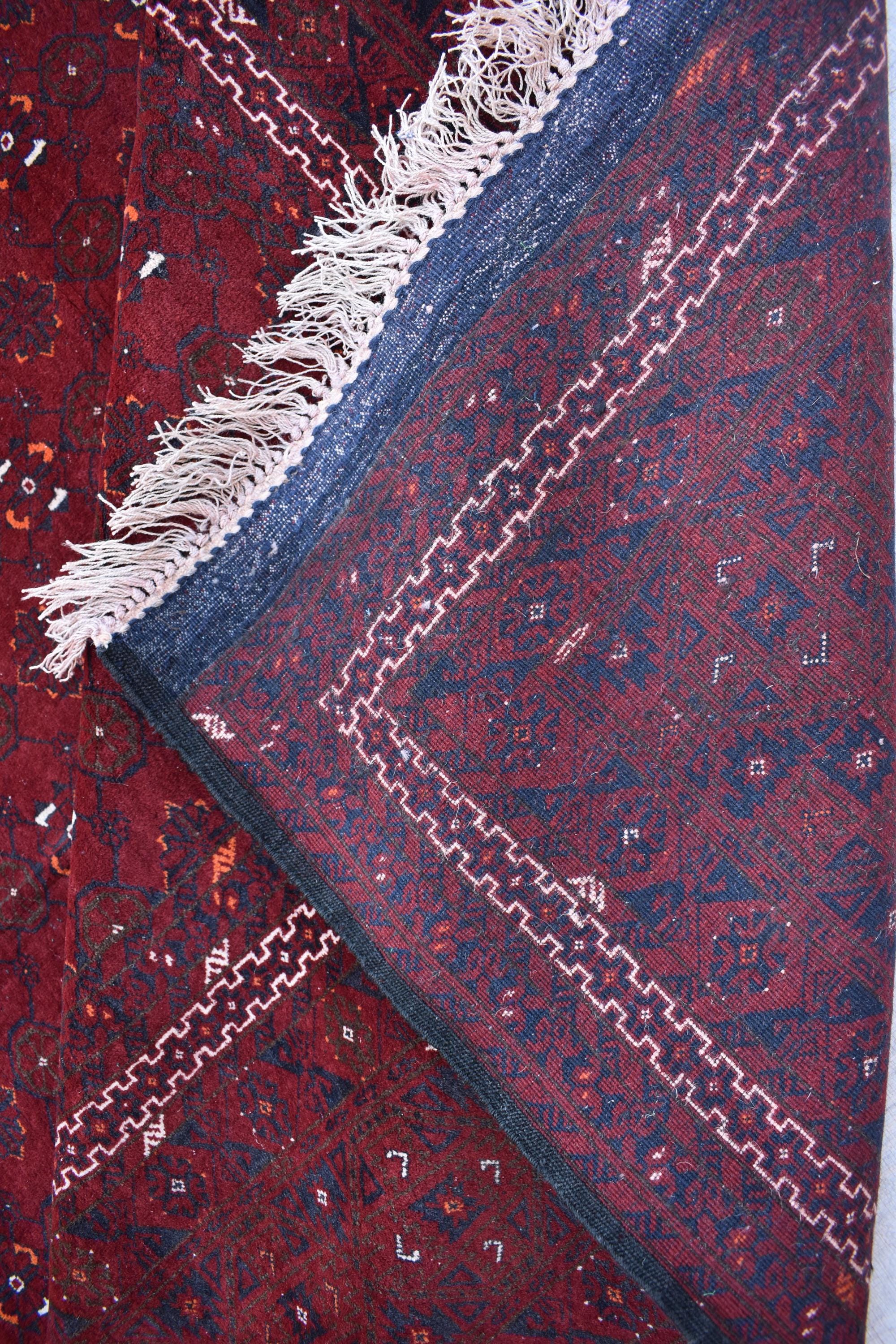 Antique 9.7x6.8 ft Afghan Carpet – Handwoven Traditional Masterpiece | Living Room Rug | Farm House Carpet | Vintage Rug