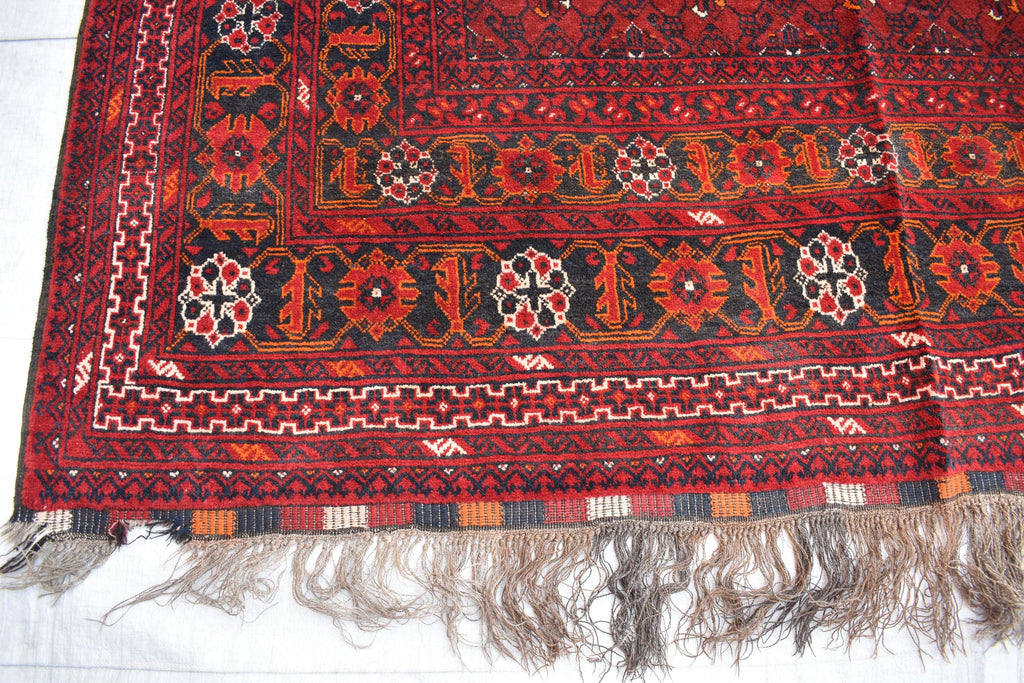 Antique Afghan handmade carpet 9.8 x 6.7 ft, Rustic Home Decor or Office Decor | Farm House Rug | 100 Years Old