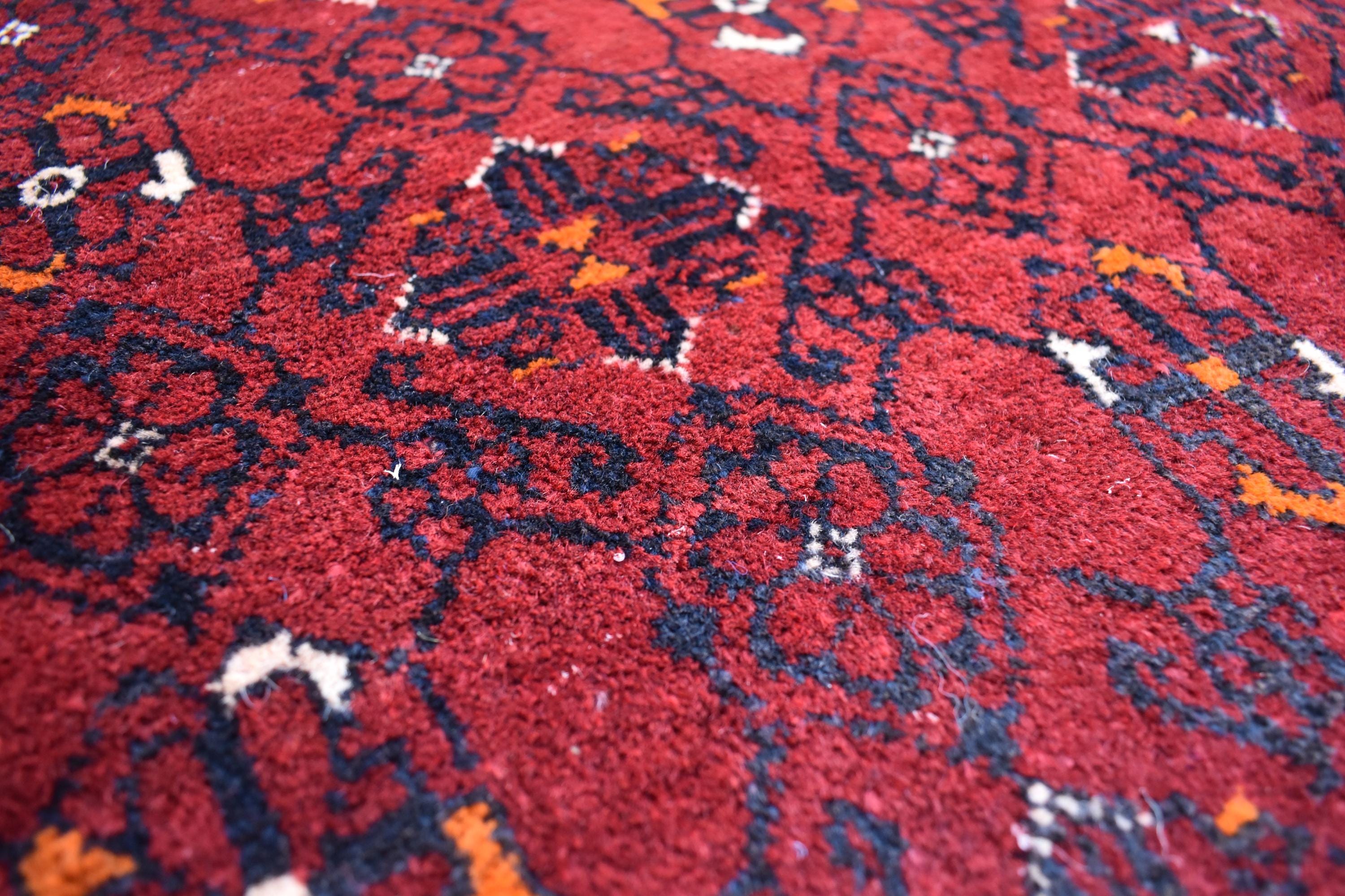Antique Afghan handmade carpet 9.8 x 6.7 ft, Rustic Home Decor or Office Decor | Farm House Rug | 100 Years Old