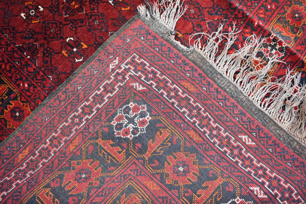 Antique Afghan handmade carpet 9.8 x 6.7 ft, Rustic Home Decor or Office Decor | Farm House Rug | 100 Years Old
