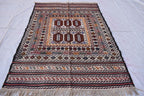 Antique Afghan Kilim Rug – Handwoven Wool, Geometric Tribal Design, 6.1x4.2 ft | Farm House Rug | Living Room Rug | Wall Hanging Carpet