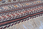 Antique Afghan Kilim Rug – Handwoven Wool, Geometric Tribal Design, 6.1x4.2 ft | Farm House Rug | Living Room Rug | Wall Hanging Carpet