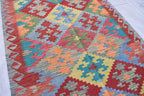 Afghan Kilim Rug – Handwoven Wool, Geometric Tribal Design, 6.8x5 ft | Farm House Rug | Living Room Rug | Office Rug