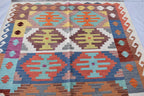 Antique Afghan Kilim Rug – Handwoven Wool, Geometric Tribal Design, 6.10x4.10 ft, Farm House Rug, Living Room rug, Medium Area Rug