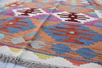 Antique Afghan Kilim Rug – Handwoven Wool, Geometric Tribal Design, 6.10x4.10 ft, Farm House Rug, Living Room rug, Medium Area Rug