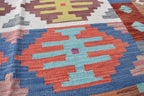 Antique Afghan Kilim Rug – Handwoven Wool, Geometric Tribal Design, 6.10x4.10 ft, Farm House Rug, Living Room rug, Medium Area Rug