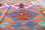 Antique Afghan Kilim Rug – Handwoven Wool, Geometric Tribal Design, 6.10x4.10 ft, Farm House Rug, Living Room rug, Medium Area Rug
