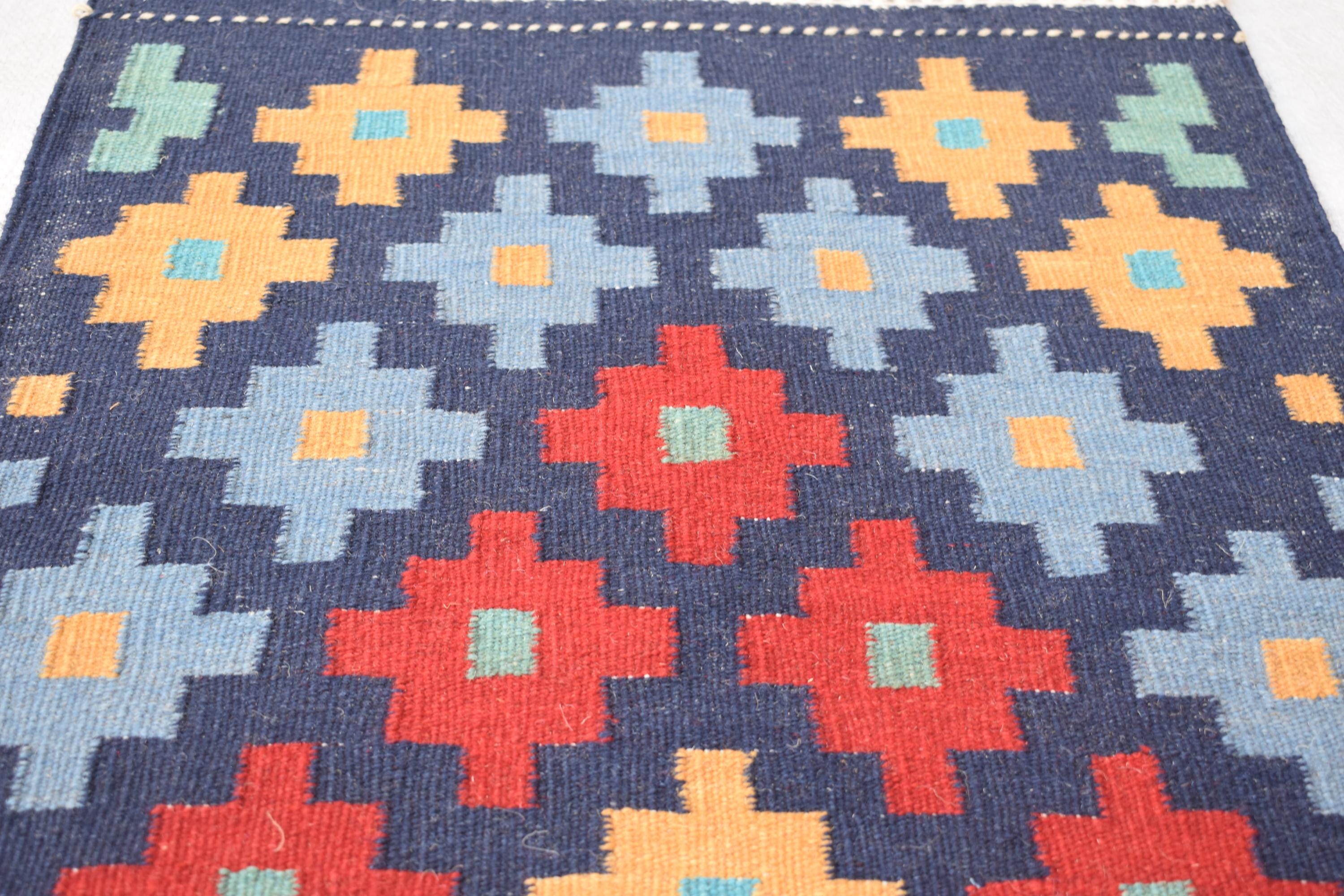 Antique Afghan Kilim Runner – Handwoven Wool, Geometric Tribal Design, 5.11x2 ft, Hallway Rug Farm House, Entryway Rug, Door Mat