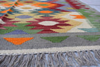 Afghan Kilim Rug – Handwoven Wool, Geometric Tribal Design, 5.11x3.11 ft, Small Living Room Rug, Farm House Rug, Yoga Rug