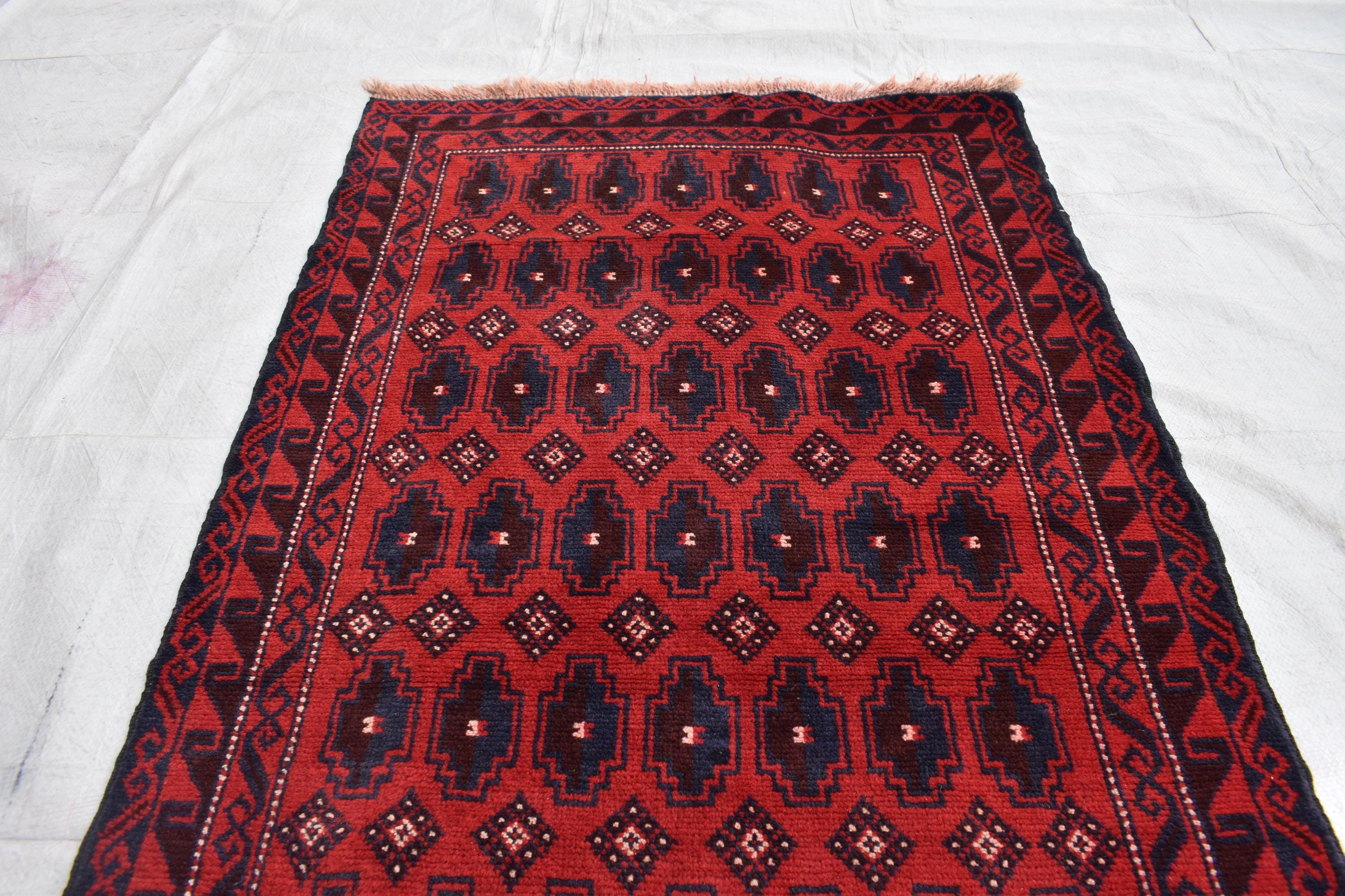 50-Years Old Antique Baluchi Rug 6.1x2.10 ft - Handwoven Wool, Vintage Tribal Carpet, Flatweave Ethnic Decor, Living Room Rug