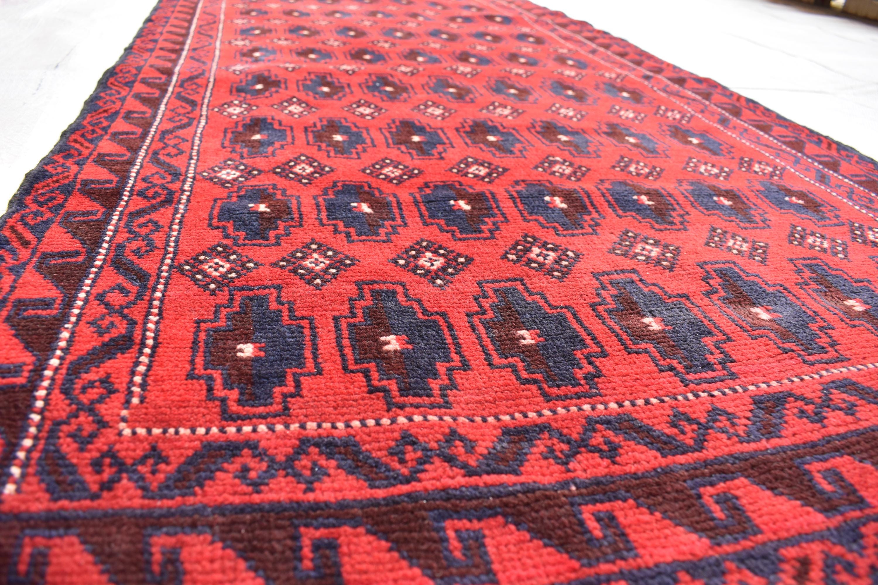 50-Years Old Antique Baluchi Rug 6.1x2.10 ft - Handwoven Wool, Vintage Tribal Carpet, Flatweave Ethnic Decor, Living Room Rug