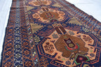 Antique Baluchi Runner 3x13 - Vintage Brown Green and Bronze Tribal Carpet - Narrow Hallway Rug, Ethnic Boho Floor Cover, Collector's Piece