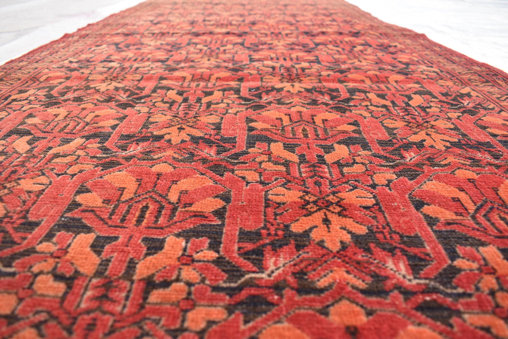 Antique Handmade Runner 12.6 x 2.9 ft - Vintage Persian Hallway Rug, Unique Oriental Carpet, Long Handwoven Floor Runner