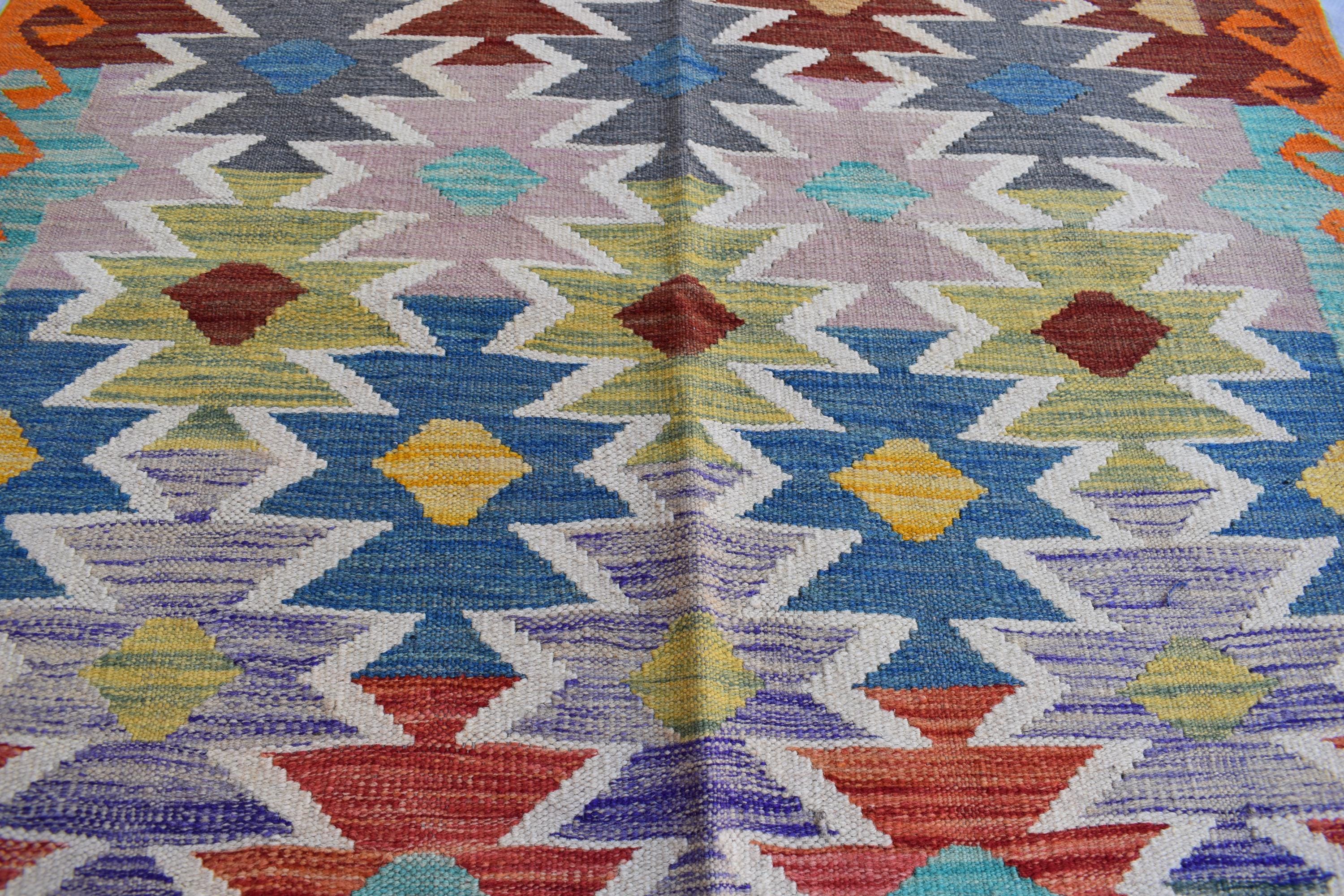 Antique Afghan Kilim Rug – Handwoven Wool, Geometric Tribal Design, 6.2x4 ft, Small Area Rug, Bedroom Rug, Wall Hanging Rug