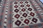 1980s Antique Afghan Kilim Rug – Handwoven Wool, Geometric Tribal Design, 5.10x4.3 ft, Wall Hanging Rug, Small Area Rug