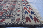 1980s Antique Afghan Kilim Rug – Handwoven Wool, Geometric Tribal Design, 5.10x4.3 ft, Wall Hanging Rug, Small Area Rug