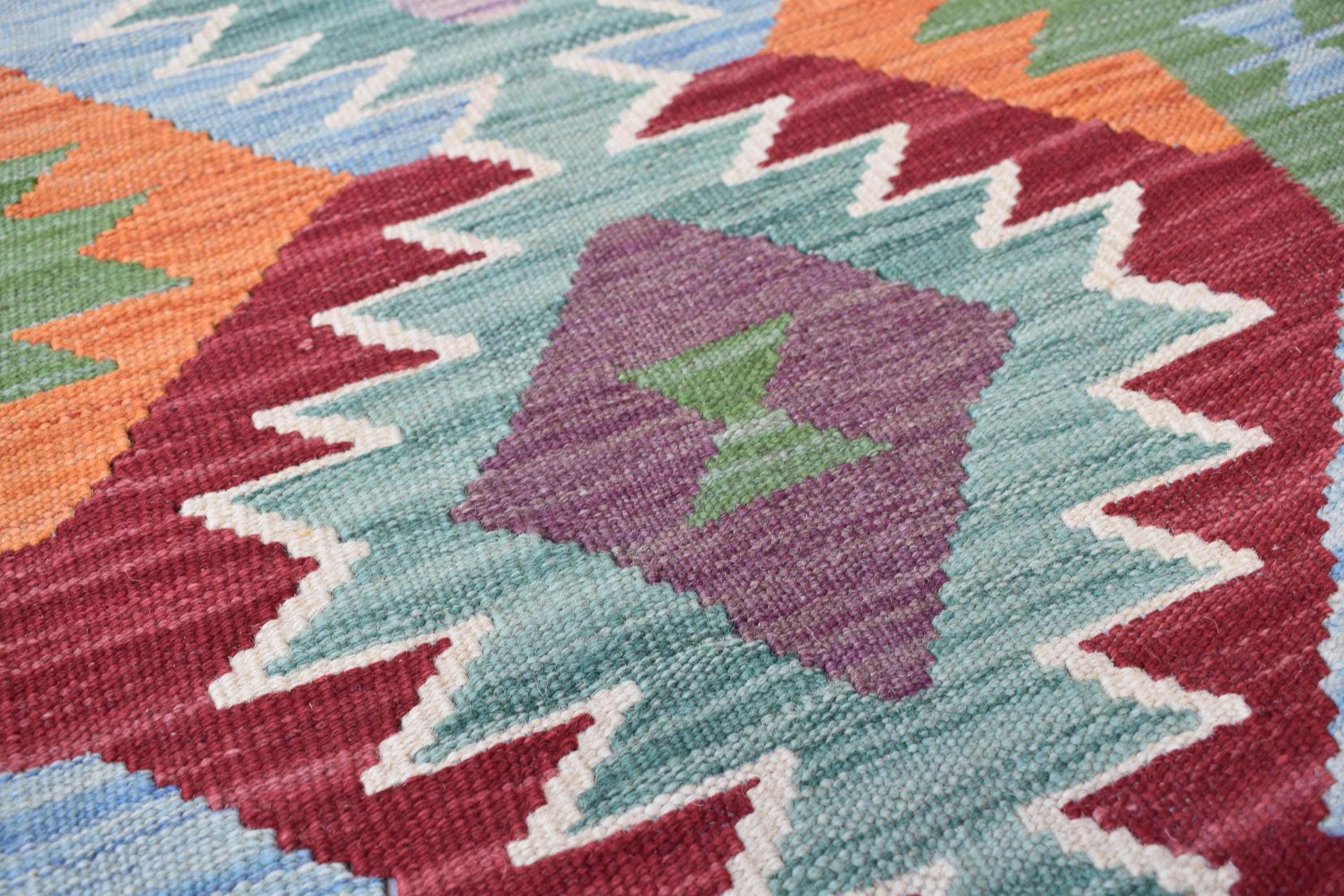 Handmade Afghan Kilim Runner Rug 6.5x2.1 ft - Vintage Flatweave, Boho Hallway Decor, Rustic Wool Area Carpet, Ethnic Tribal Pattern, Doormat