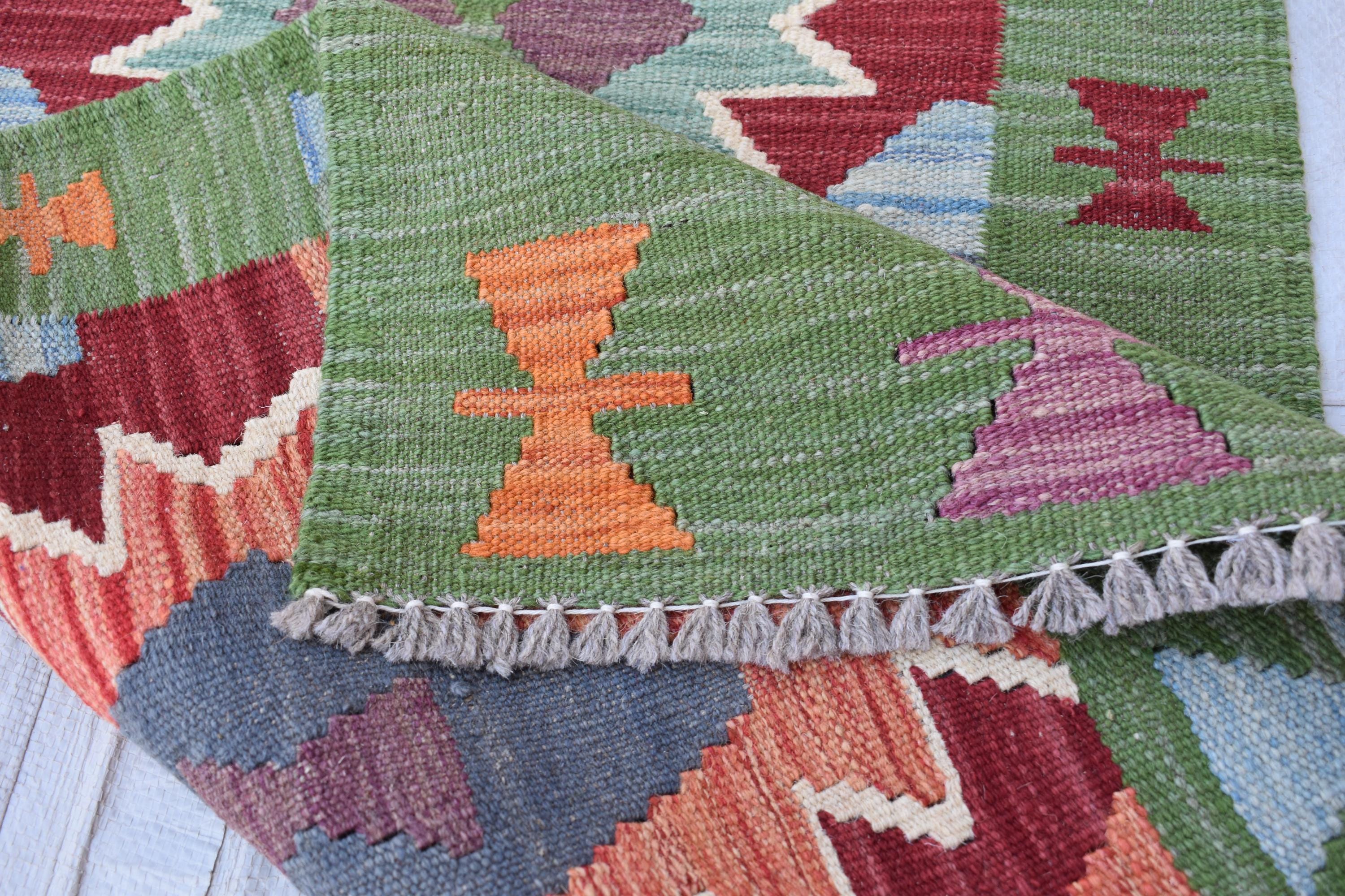 Handmade Afghan Kilim Runner Rug 6.5x2.1 ft - Vintage Flatweave, Boho Hallway Decor, Rustic Wool Area Carpet, Ethnic Tribal Pattern, Doormat
