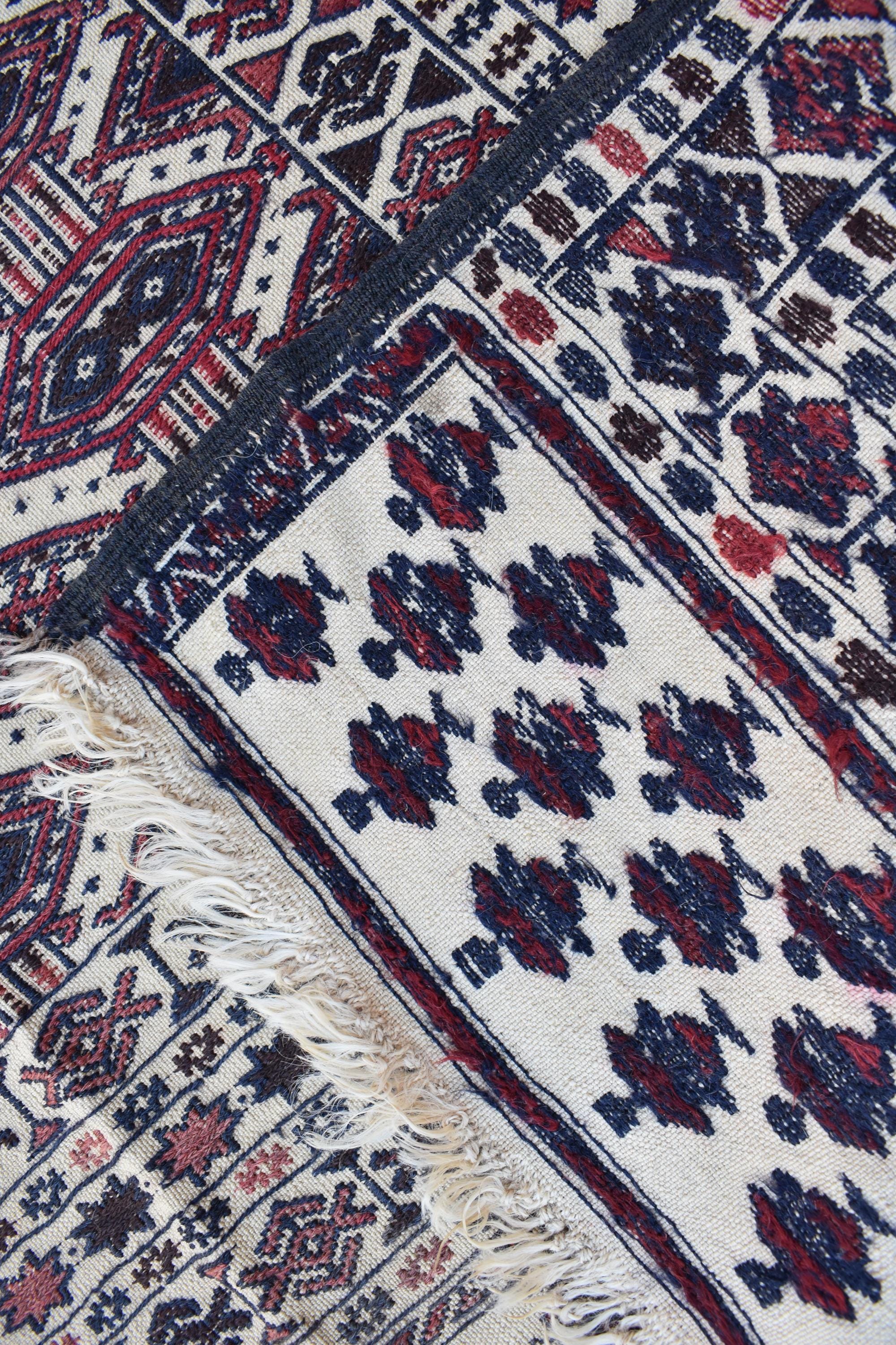 Antique Afghan Zahir Shahi Kilim 6x4.2 ft - 60 Years Old, Handwoven Tribal Wool Rug, Vintage Flatweave, Boho Ethnic Decor, Wall Hanging Rug