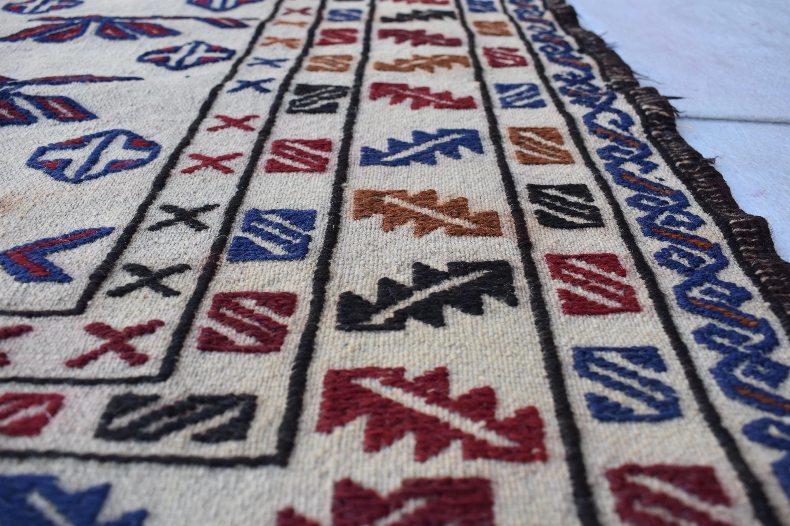 Antique Afghan Kilim Rug 6.3x4.1 ft - 30 Years Old, Handwoven Vintage Wool Flatweave, Tribal Boho Decor, Wall Hanging Rug, Bedroom Rug