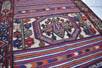 Antique 1950s Kilim Rug – Vintage Afghan Handmade Wool Carpet, 6.11 x 4.5 ft | Mid-Century Tribal Flat Weave Decor, Farm House Rug