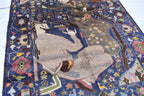 100-Year-Old Afghan War Rug – Handmade Wool Tribal Carpet, 6.6 x 3.6 ft | Rare Collectible with Unique Human Figures | Wall Hanging Rug