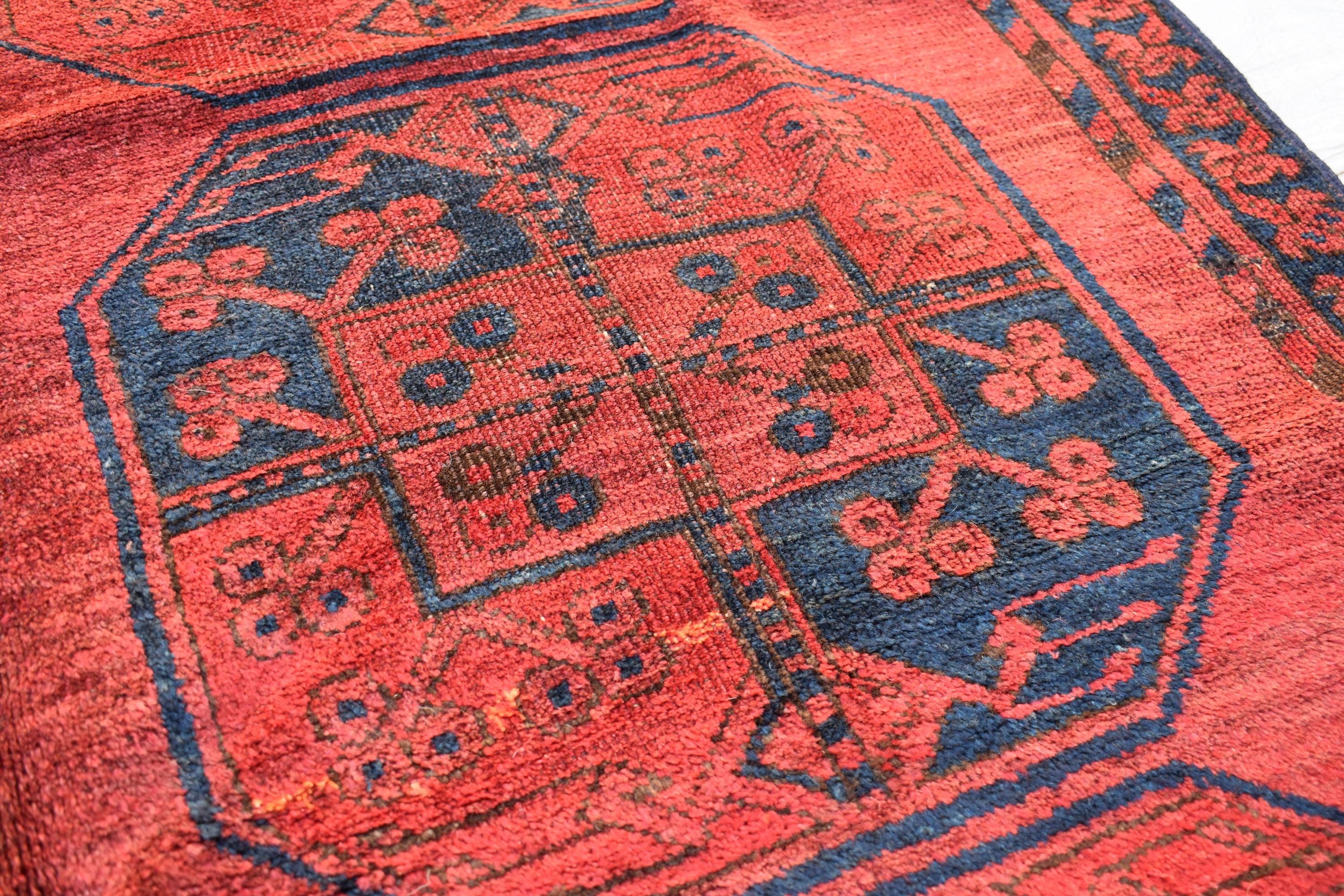 Antique 1920s Rug – Vintage Handmade Wool Carpet 6.4 x 4.4 ft | Authentic Afghan Tribal Decor, Bedroom Rug, Farm House Rug