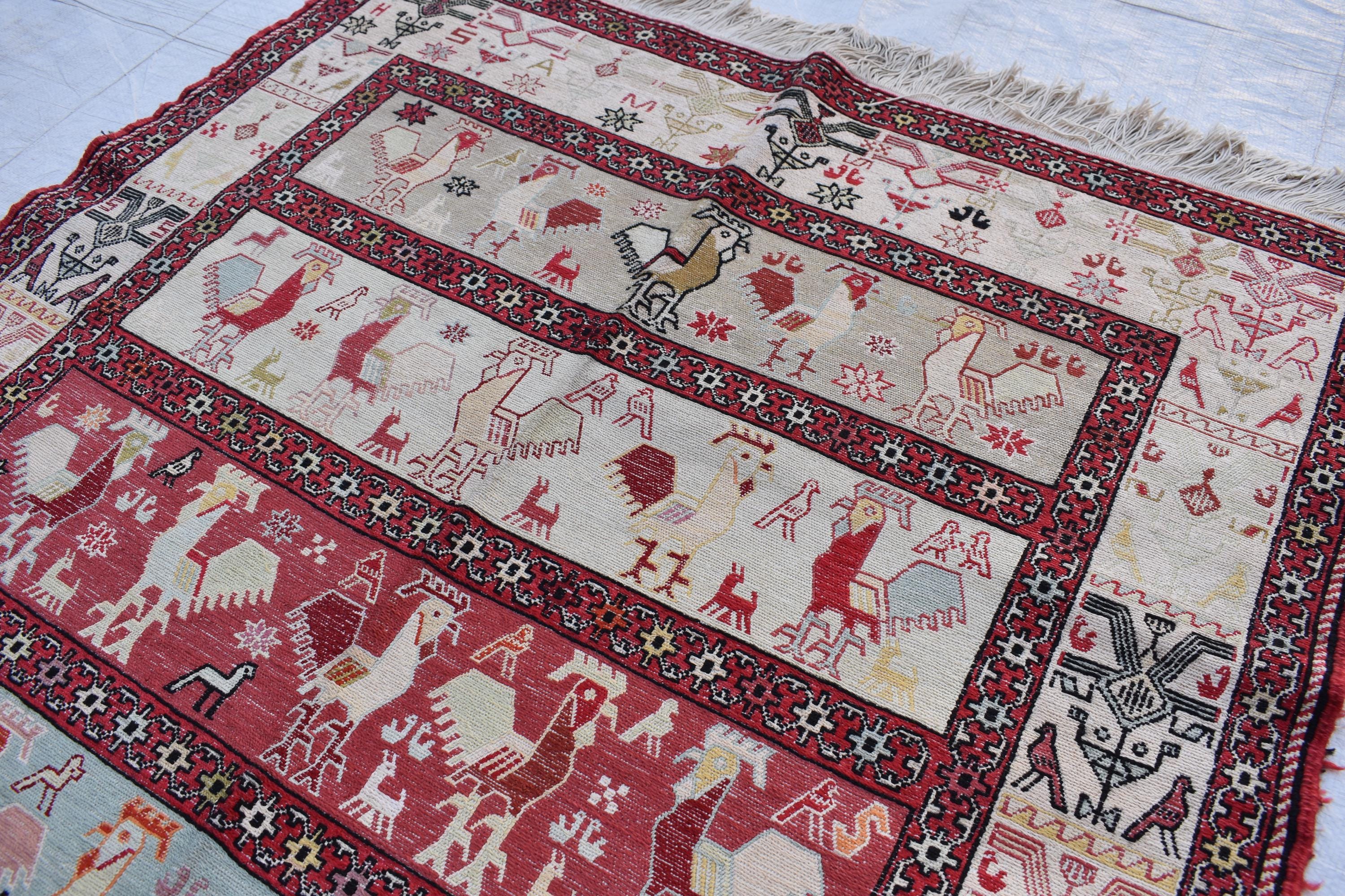 4x7 1990s Antique Afghan Rug-Vintage Handwoven Carpet with Geometric Patterns-Timeless Home Decor, Wall Hanging Rug 6.8x3.10 ft, Bedroom rug