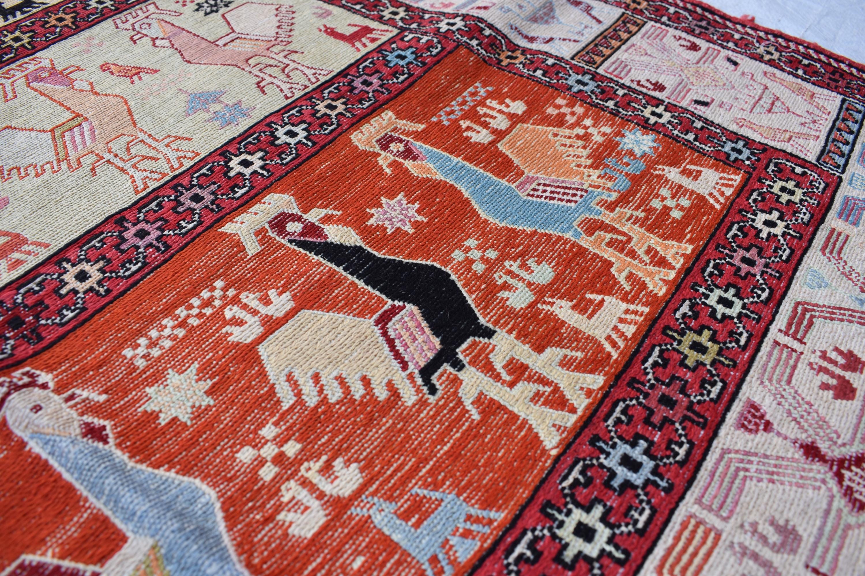 4x7 1990s Antique Afghan Rug-Vintage Handwoven Carpet with Geometric Patterns-Timeless Home Decor, Wall Hanging Rug 6.8x3.10 ft, Bedroom rug