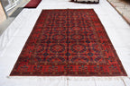 Handwoven 9.9 x 6.6 Bukhara Carpet – Traditional Afghan Geometric Design in Rich Red Wool | Dining room Rug | Office Rug