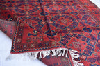 Handwoven 9.9 x 6.6 Bukhara Carpet – Traditional Afghan Geometric Design in Rich Red Wool | Dining room Rug | Office Rug