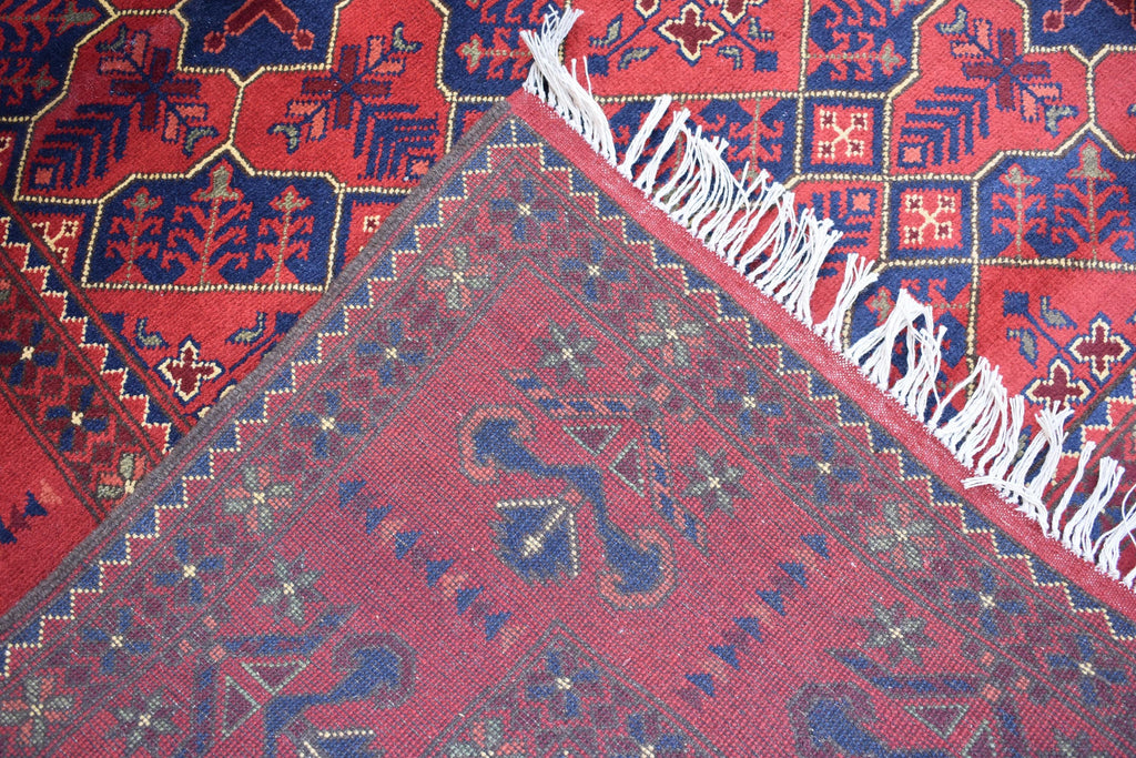 Handwoven 9.9 x 6.6 Bukhara Carpet – Traditional Afghan Geometric Design in Rich Red Wool | Dining room Rug | Office Rug